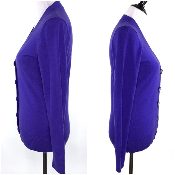 Tory Burch Cardigan Purple Merino Wool Sweater Med - Picture 4 of 8